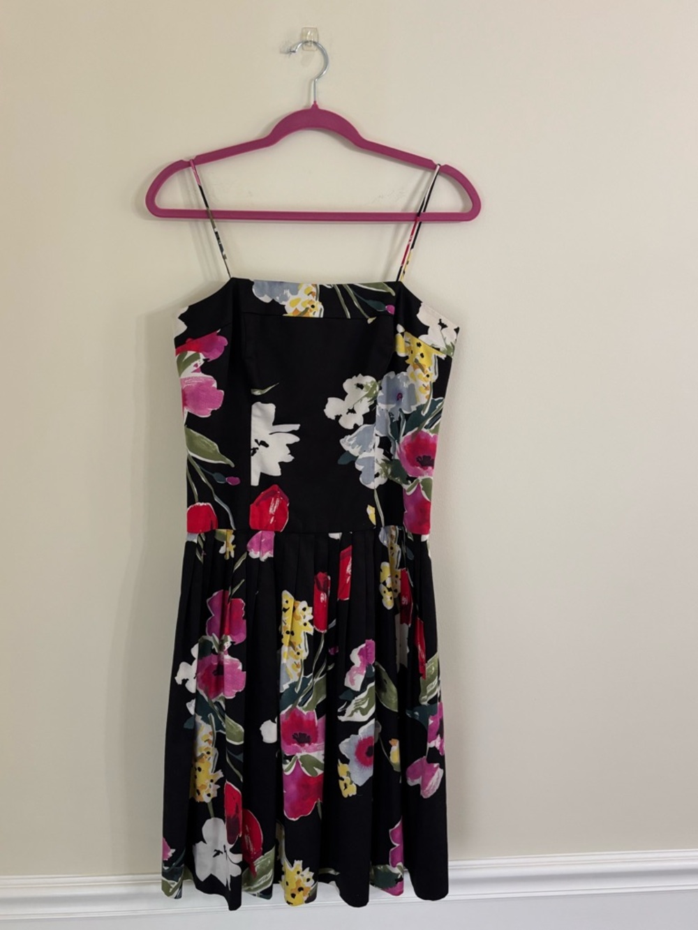 American Living Cotton Black Multi Floral Fit and Flare Dress Size 6